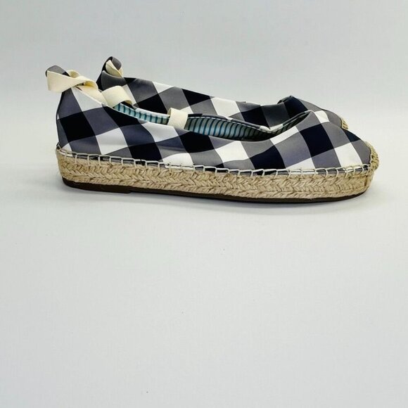 Draper James Georgia Wedge Espadrilles Women's Size 10 Navy, White Ankle Tie - Picture 3 of 13